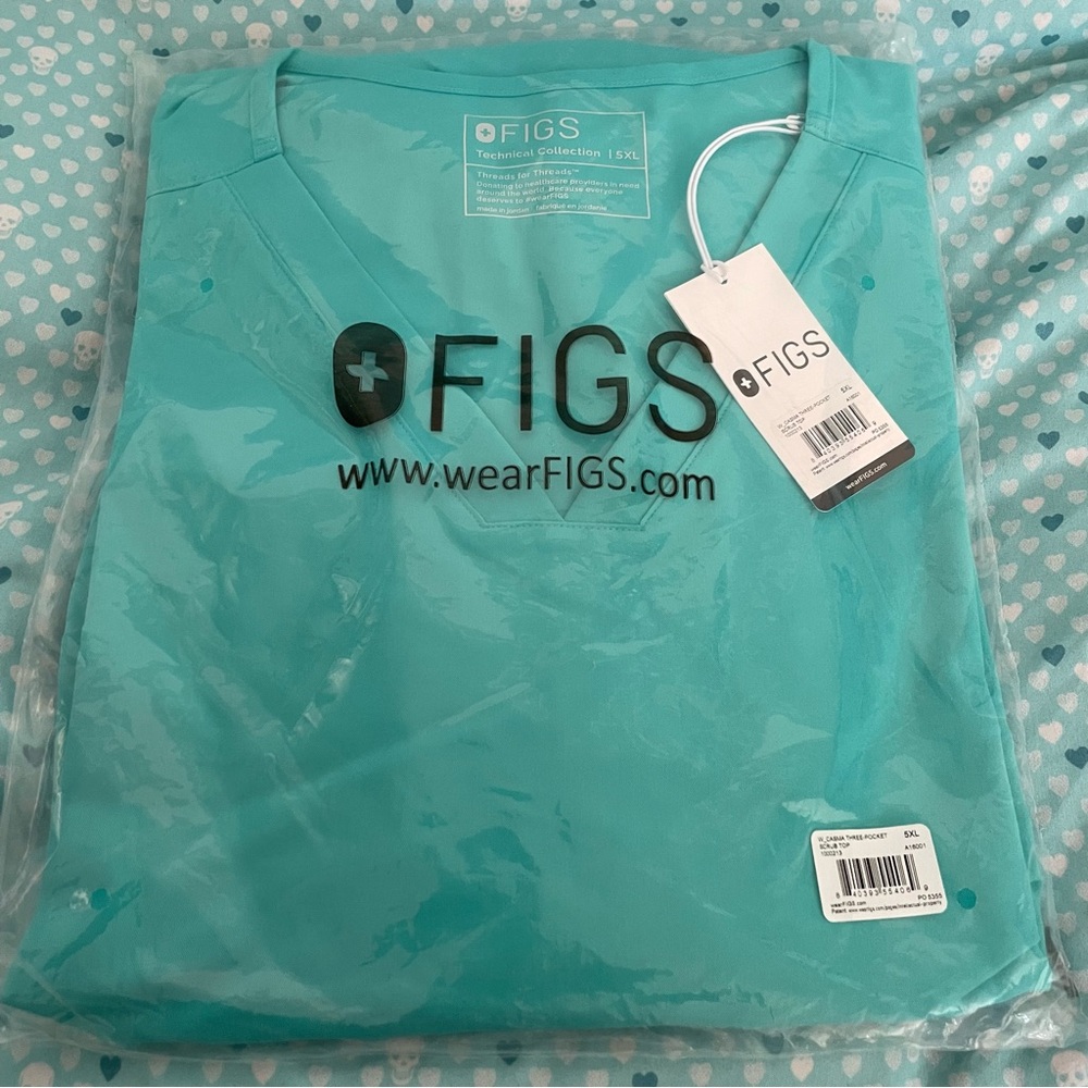 Women’s FIGS Casma Three-Pocket Scrub Top Oasis 5355 Size 5XL